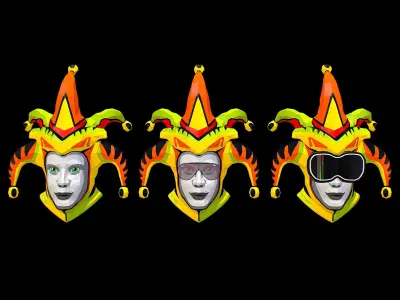 Stylized 3D Joker Clown Mask Jester Low-poly 3D model