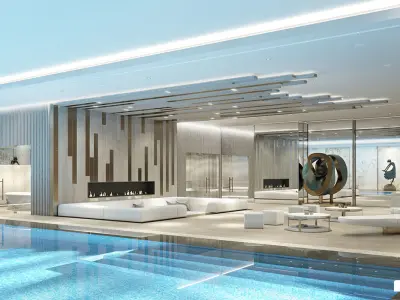 VRay - C4D Scene files - LUXURY RESIDENTIAL POOL  3D model