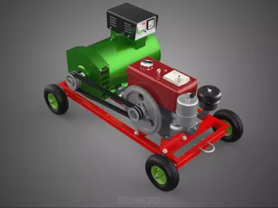 TURBINE POWER GENERATOR SET DIESEL ENGINE ALTERNATOR DYNAMO DIY 3D model