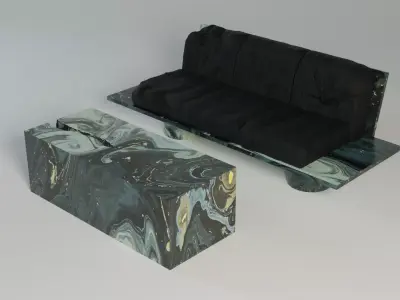 Marble Sofa - Green Ver 3D model