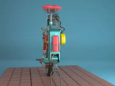 3D bicycle model with motor Low-poly 3D model