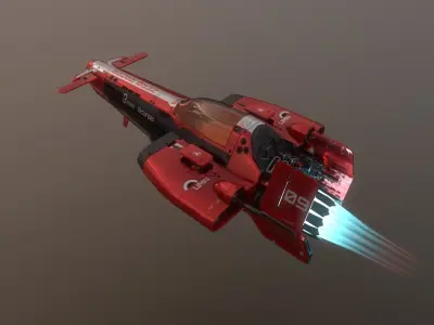 Sci-fi Racing Spaceship Low-poly 3D model