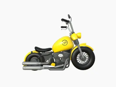 Motorcycle Cartoon A03 Yellow Racing - Custom Vehicle Design Low-poly 3D model