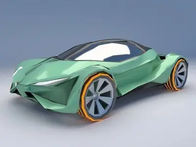 Lowpoly EfuturON futuristic concept car Low-poly 3D model