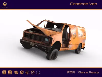 Crashed Van 01 Low-poly 3D model