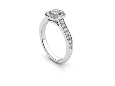 ZDR082 halo diamond engagement ring 3D print model