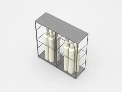 Transparent Industrial Cabinet With Tools 3D model