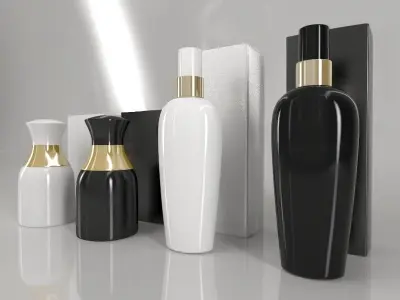 4 Luxury Bottle and Box - Pack 03 - 3D model