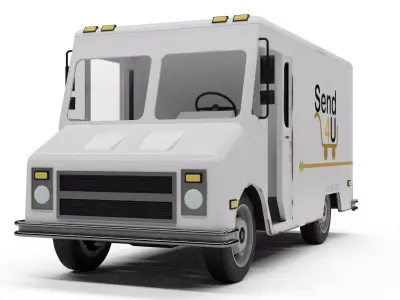 American Mail Truck Low-poly 3D model