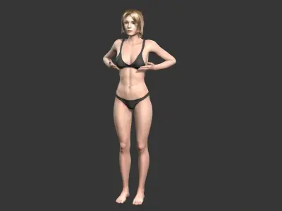 Game character Woman Low-poly 3D model get