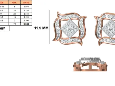 Women Diamond Earrings STL FBX JCD Details 3D print model
