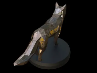 Steampunk Fox Pose Low-poly 3D model