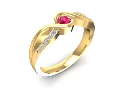 Elegant Gemstone Diamond Ring for Women 1594 3D print model