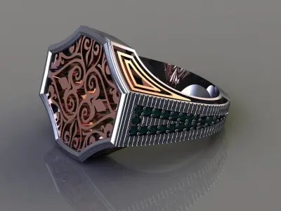 Mens silver ring 3D print model