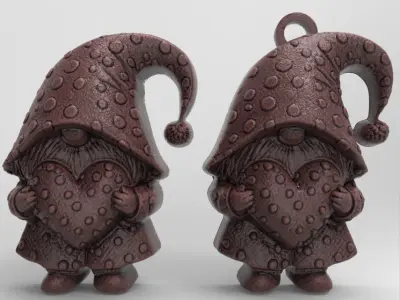 valentines  gnome with heart  3D print model