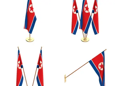 North Korea Flag Pack 3D model