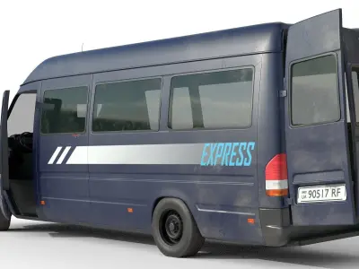 Lowpoly Mercedes Benz Sprinter Game Ready Delivery Van Vehicle Low-poly 3D model