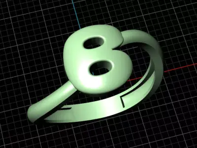 B alphabet bypass shell hallow ring 3D print model