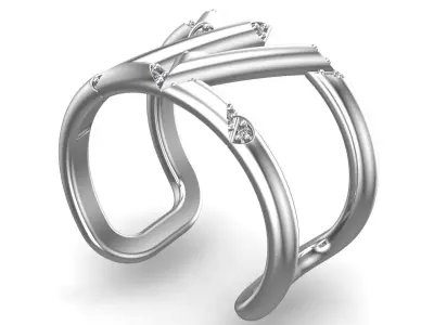 Gold Beautiful Diamonds Ring 3D print model