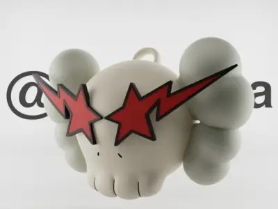 Kaws Keychain Bape Companion Textured Low-poly 3D model