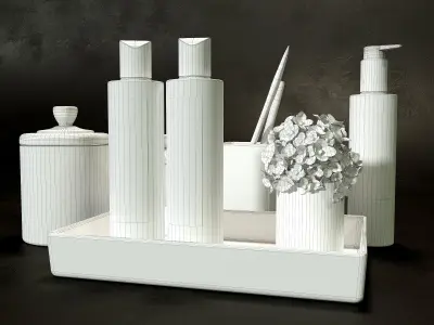 Decorative set marble tray with soaps and lotions 3D model