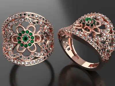 Diamond Fantasy Ring  3D print model
