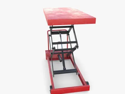 Scissor Lift Table Red Low-poly 3D model