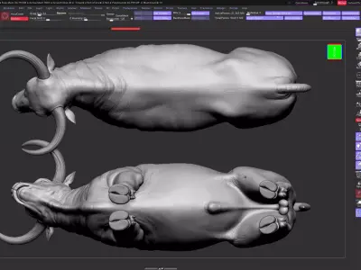 Realistic Bull Sculpt with UV High-Detail Base Model Low-poly 3D model
