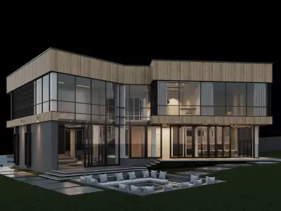 Modern house with furniture 3D model