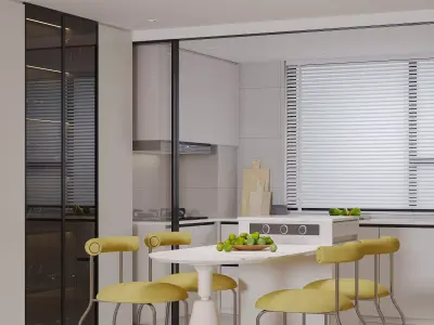 Modern living room dining room interior scenes 268 3D model