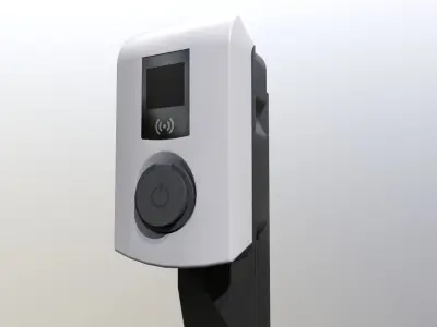 Small elektric car charging station Low-poly 3D model