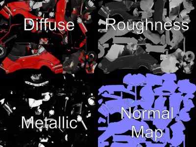 Classic Red Cabriolet model pack Low-poly 3D model