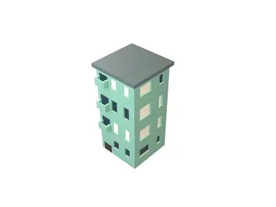 Low Poly Apartment v1 004 Low-poly 3D model