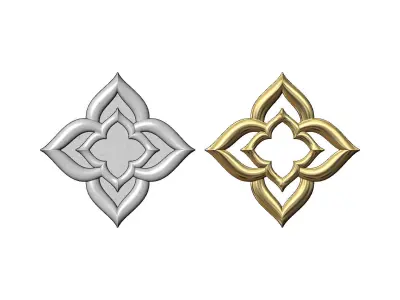 Floral star rosette and onlay relief  3D print model