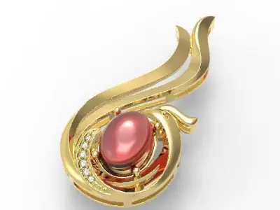 Phoenix with ruby pendant 3D print model