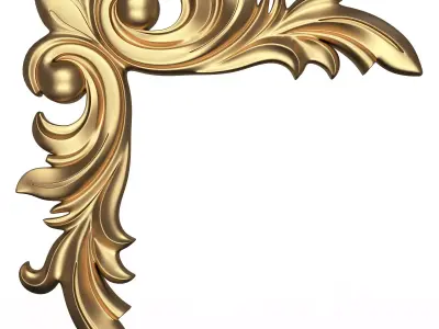 Corner Carved Plaster Molding Decoration 015 Low-poly 3D model