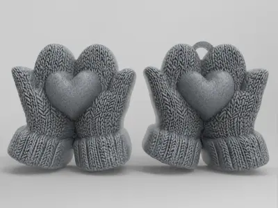gloves holding heart decor 3D print model