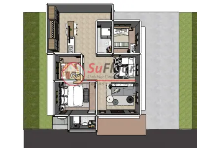 House 8x12m code 436- Sketchup 3D model 3D model