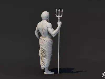 Poseidon Statue Low-poly 3D model