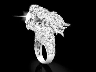 Luxury Diamond Dragon Ring 3D print model