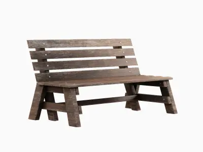 Wooden Outdoor Bench A 03 Low-poly 3D model