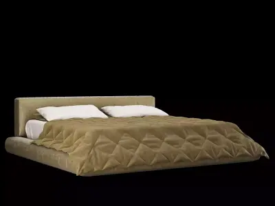 Bed with pillows and blanket 4 models of bed set 3 3D Model Collection