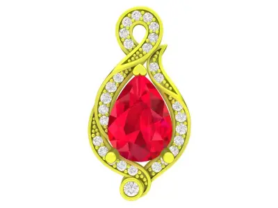 A7862 Fancy Diamond Art Women Pendant 3D print model