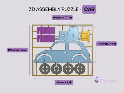 Car PUZZLE assembly mini kit 3D print model
