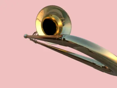 Gold Model trombone on water Low-poly 3D model