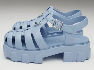 Sandals Prada on platform milk Low-poly 3D model