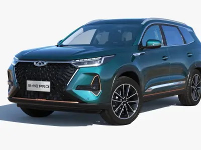 Chery Tiggo 8 PRO AWD 2023 with interior  Low-poly 3D model