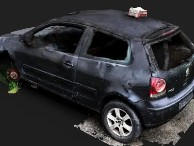 abandoned car wreck PBR photogrammetry Free low-poly 3D model