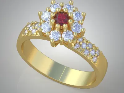 Diamond ring 0563 3D printable model9 Free 3D print model