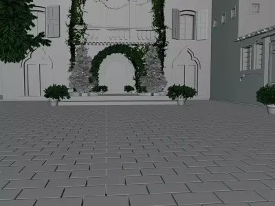 Home Exterior Environment with Holiday Decoration 3D model